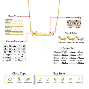 Custom Jewelry Women Collarbone Chain Christmas Gift Waterproof Dropshipping 18K Gold Plated Stainless Steel Name Necklace - Product Image 2