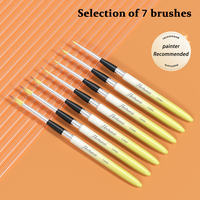 Pinceaux de voyage professionnels pour aquarelle, 7 pièces, dégradé jaune-blanc, manche métallique détachable, vente en gros d'usine