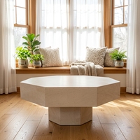 Ensemble de socle de table basse en résine de marbre naturel et de pierre calcaire, couleur crème, pour usage hôtelier, taille personnalisée, résistant à l'eau
