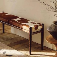 Tabouret de lit en bois massif Table à manger en fourrure de créateur Poufs à changement de chaussures Banc élégant pour un usage domestique