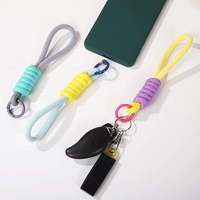 Lanière de poignet en polyester fluorescent tressé OEM avec boucle de sécurité, lanière courte en paracorde pour porte-clés