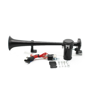 Klaxons à air pour camion et train ADT 12V, 185DB, double trompette, super puissants, électriques, noirs, universels pour voiture, camion, bateau, 12V 24V - Product Image 1