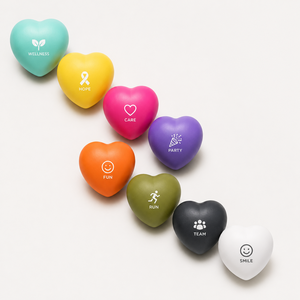 Pelota Antiestrés de Espuma de Poliuretano en Forma de Corazón con Impresión de Logotipo Personalizado para Concienciación sobre la Salud, Bienestar Corporativo, Regalo, Juguete para Aliviar el Estrés - Product Image 1