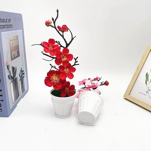 Bonsaï artificiel Paulon en fleurs de prunier, 17 cm de haut, plante en pot, décoration pour la maison, le bureau, les accessoires de mariage - Product Image 4