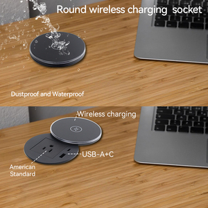 Enchufe de escritorio, toma de corriente para escritorio con certificación UL, 1 toma de corriente estadounidense + carga USB-A de 30W + carga QI de 15W, negro - Product Image 5
