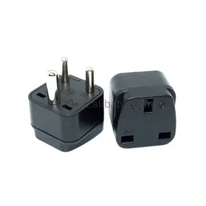 Steker adaptor perjalanan UK ke Afrika Selatan adaptor colok India tipe D Universal, 10A 250V, pembumian