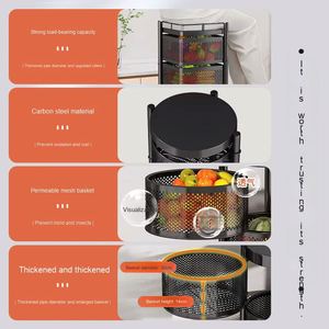 Carrito de Almacenamiento de Cocina Multifuncional y Móvil, Organizador de Frutas y Aperitivos de Metal, Cesta de Almacenamiento Giratoria para Cocina - Product Image 5