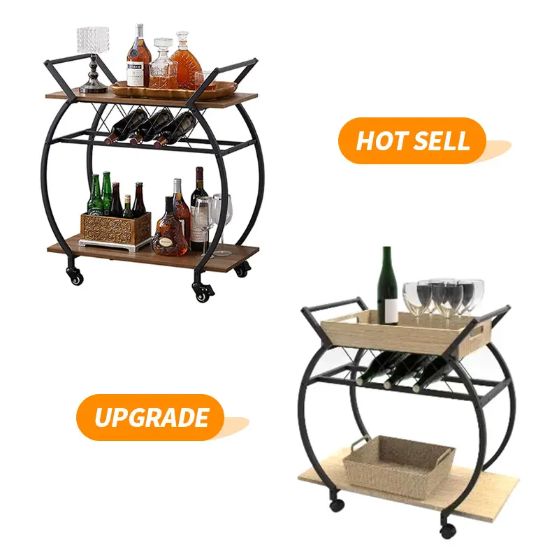 Carrito de bar a la venta con estante para vino, carrito de café de cocina con ruedas, carrito de vino de licor portátil de madera y metal industrial para el hogar,