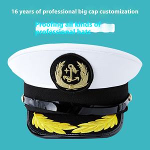 Casquette <span class=keywords><strong>de</strong></span> sécurité <span class=keywords><strong>de</strong></span> <span class=keywords><strong>marin</strong></span> blanche avec logo <span class=keywords><strong>de</strong></span> broderie en coton pour scènes <span class=keywords><strong>de</strong></span> plage décontractées - Product Image 2