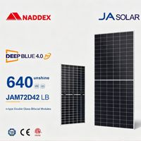 Panneau solaire bifacial double vitrage de type N JA Solar 4.0 Pro JAM72D42 LB 640W, module PV, efficacité 98%, prix usine