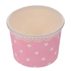 Home Supplies Lace Dot Pattern Disposable Ice Cream Bowl Yogurt Popsicle Paper Cup Without Lid