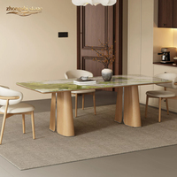 Collection de meubles de salle à manger en marbre naturel de luxe haut de gamme, design moderne, table à manger polie et imperméable