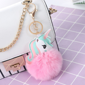 Stock promotionnel de haute qualité <span class=keywords><strong>porte</strong></span>-clés en peluche <span class=keywords><strong>licorne</strong></span> drôle <span class=keywords><strong>porte</strong></span>-clés de voiture en forme de boule souple avec <span class=keywords><strong>pompon</strong></span> animal mignon - Product Image 6