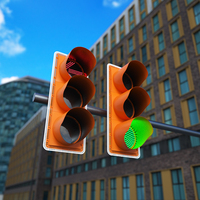 Feu de signalisation routière LED durable à haute luminosité 400 mm, lumière jaune IP65, en polycarbonate, pour éclairage routier