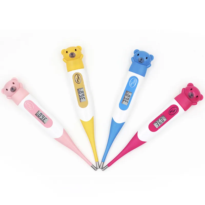 CE-geprüftes flexibles wasserdichtes elektronisches Baby thermometer Niedliche Zeichentrick figur Lcd Digitales Sonden thermometer mit Mundkörper