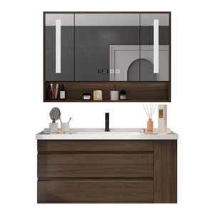 Modern solid wood bathroom cabinet combination bathroom washbasin washbasin ceramic integrated basin - Product Image 1