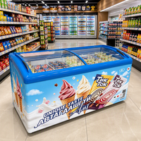 Factory Custom Sticker Small Ice Cream Freezer Air Cooling Chest Display Refrigeration Equipment High Visibility