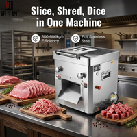 Machine à trancher la viande industrielle, robuste, 300-600 kg/h, efficace, lame personnalisable de 3,5 mm à 50 mm, multifonctionnelle, commerciale