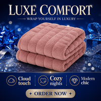 Couverture de lit d'hiver en fausse fourrure de lapin sculptée 3D, double couche, super douce et chaude, motif jacquard, couleur rose poudré de luxe, idéale comme cadeau