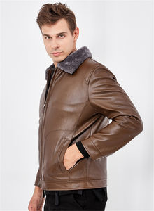 Chaqueta cálida de lana de cuero PU de invierno para hombre abrigo de cuero duradero - Product Image 4