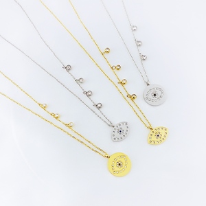 Artificial 18K chapado en oro de <span class=keywords><strong>mal</strong></span> de ojo parejas amor COLLAR COLGANTE de joyería de diamantes con Dropshipping. Exclusivo. - Product Image 1