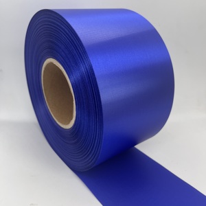 Cinta de satén de poliéster de una sola cara con borde de 10 cm, rollo al por mayor, cinta de satén azul real para faja de graduación - Product Image 4