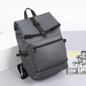 Laptop <b>Backpack</b> Gray Waterproof Multiple Compartments <b>Large</b> Capacity Unisex For Commuting Travel Spring 2025 - Product Image 1