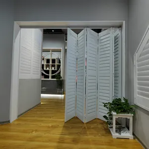 White Bi Fold PVC Plantation Shutters Sliding Folding Shutter Doors