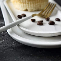 Plateau de rangement des bijoux, assiette ovale en céramique et marbre, style nordique, assiette à dessert occidentale, plateau de stockage des bijoux