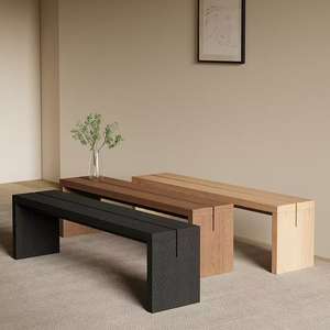 Banco de Madera Maciza de Nogal y Pino Negro, Color Natural, Resistente, Taburete para el Hogar, Banco para Entrada, Banco para Cambiar Zapatos, Banco para Sofá - Product Image 5