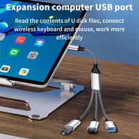 Adaptador USB C OTG Multifunción con Cable Trenzado de Nailon y Carga Rápida PD de 100W para Proyector, Micrófono, Memoria USB, Portátil y Tableta