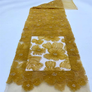 Cà phê màu xám Jacquard ren vải lấp lánh Sequins hoa thêu đính cườm Wedding dresses' Đồng bằng sợi ngang dệt Bridal Tulle ren - Product Image 2