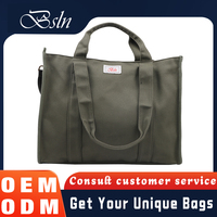 Sac fourre-tout de luxe personnalisé Boslun avec fermeture éclair en toile écologique, logo personnalisé, options de taille pour le shopping