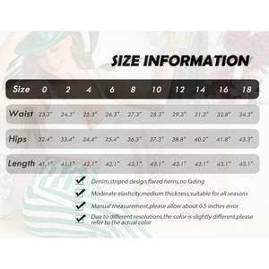 Pantalon évasé taille haute personnalisé pour femme, rayé vert et blanc, en coton respirant et fibre de bambou, coupe décontractée à pattes d'éléphant - Product Image 5