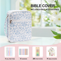 Grande housse de protection pour Bible en coton pour femmes, multi-usages et portable, avec motif floral, poche zippée et poignée, utilisable toute l'année