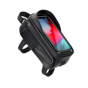 <span class=keywords><strong>Sacoche</strong></span> de guidon de vélo personnalisée avec capacité de 1L, design imperméable pour le cyclisme, accès à l'écran tactile, matériau en nylon noir EVA - Product Image 3
