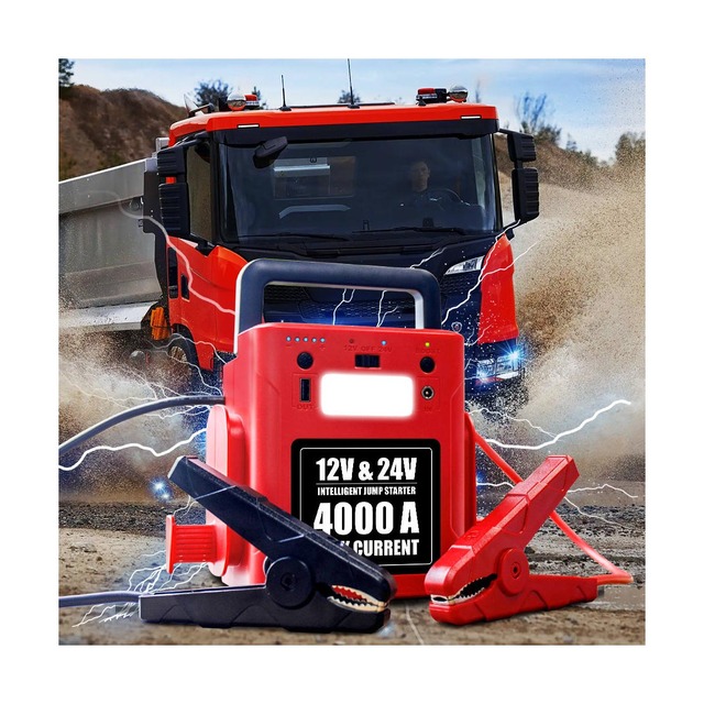56000mAh 4000A 12V 24V Heavy Duty Truck Jump Starter Lithium Battery Booster Power Bank for Diesel Engine Vehicle