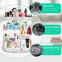 360 organisateur de maquillage rotatif stockage réglable grande capacité vitrine de maquillage pour pinceaux cosmétiques rouges à lèvres