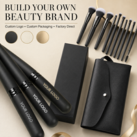 Logo personnalisé, vente en gros, 16 pièces, pinceaux de maquillage pour les yeux, fard à joues, poils synthétiques doux, kit de pinceaux cosmétiques