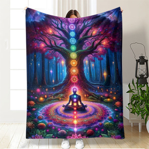 Couverture en flanelle Mandala, couverture de canapé, couverture de sieste, résistante à la décoloration, légère, pour la chaleur hivernale, impression personnalisée OEM ODM - Product Image 1