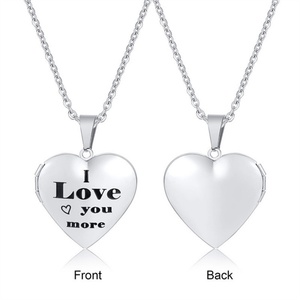 Wholesale Openable Heart Shape Photo <b>Picture</b> Locket <b>Frame</b> Pendant Necklace Necklaces Women's Stainless Steel OEM ODM Link Chain - Product Image 1