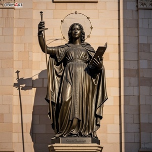 Fundido en bronce Enfermedad <span class=keywords><strong>mental</strong></span> Patron Saint Wears Royal and Lily Crown Holding Bible and Sword Life Size St Dymphna Estatua de latón - Product Image 6