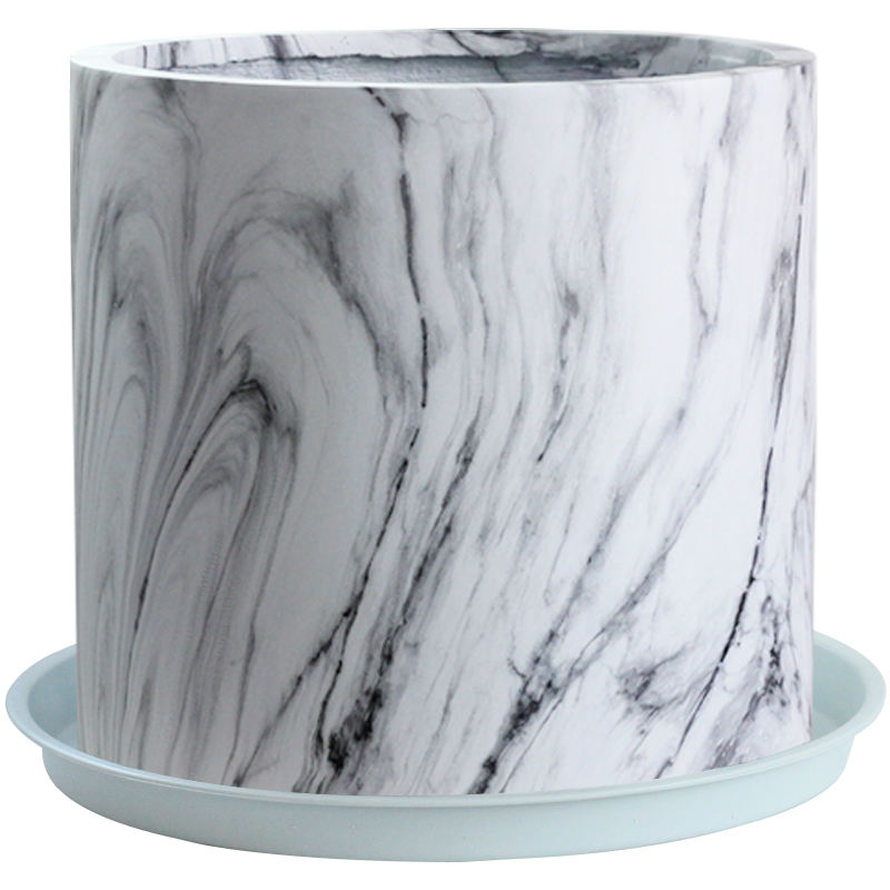 White Marble-Marble Lge avec soucoupe en plastique