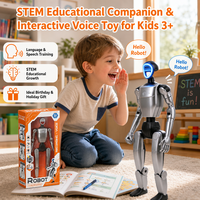 Robot éducatif enregistreur vocal avec lumière LED, articulations mobiles, figurine humanoïde, cadeau de Noël pour enfants