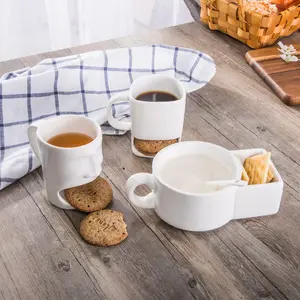 Tasse à café personnalisée Tasses à biscuits Tasses blanches en céramique Vente en gros Tasses à lait en porcelaine pour biscuits