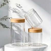 Pot en plastique transparent de 50 ml à 500 ml, bouteille à large ouverture de qualité alimentaire pour collations, capsules d'huile de poisson, couvercle en grain de bois, emballage cosmétique