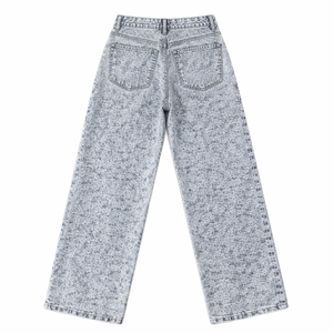 Mavi Takım Üreticisi Figürlü Denim Erkek Pantolonu Düz Kesim Y2K Marka Logolu Yüksek Kalite %100 Pamuk Erkek Kot Pantolonu - Product Image 2