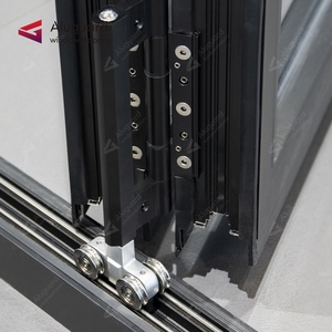 Aluguard gran doble vidrio aluminio acordeón <span class=keywords><strong>puerta</strong></span> <span class=keywords><strong>corredera</strong></span> plegable diseño moderno para Interior Villa entrada Patio plegable principal - Product Image 5