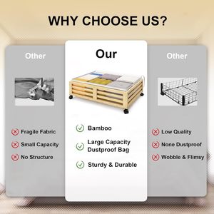 Bambu Underbed depolama organizatör çekmece toz torbaları ile ahşap haddeleme ayakkabı kutusu için çok fonksiyonlu tasarım paketlenmiş - Product Image 2