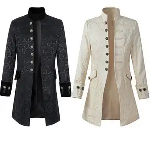 Steampunk-Jackenmantel viktorianischer Geist gotischer Halloween-Vampirkostüm Herren Blazer-Anzüge Stehkragen-Strand für Erwachsene